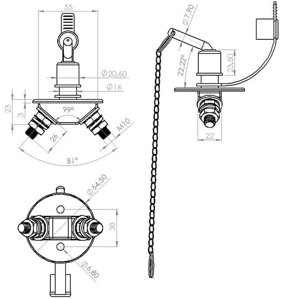 Kramp - SW10007KR - Battery Switch Round, Silver, Mini Type M10, 12-48V, 150A/1000A (5Sec), IP63