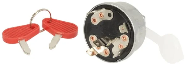 Kramp - SW10009KR - Ignition Switch With Key, 12/24V, 4 Positions, 16A, Blade Terminals
