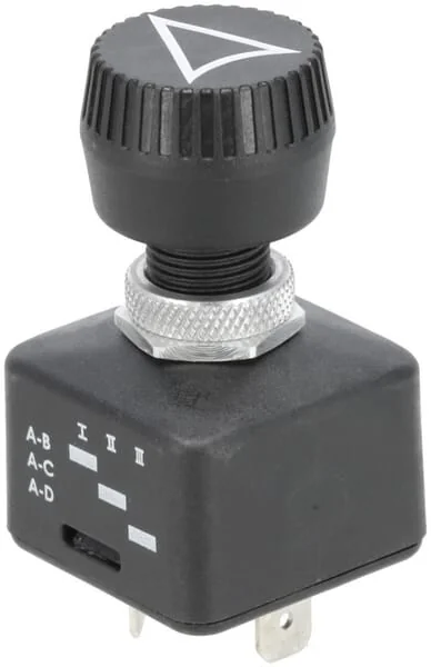 Kramp - SW10015KR - Rotary Switch, On-On-On, 12-24V, Blade Terminals, 6.3mm