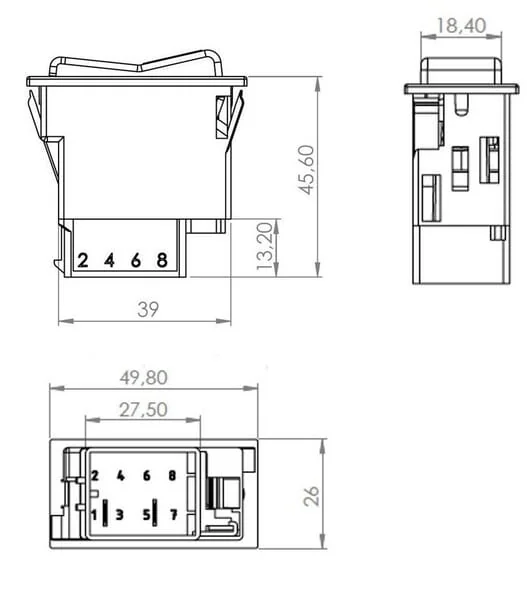 Kramp - SW10017KR - Rocker Switch, I-0, On-Off, 12/24V, 4-Pin, Locating Lighting, With Bulb