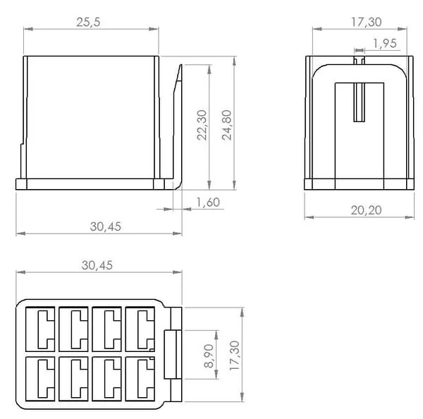 Kramp - SW10025KR - Connector For Rocker Switch, 8-Pin Plug Housing, Blade Terminal Sleeve