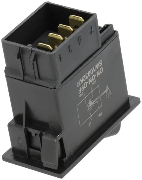 Kramp - SW10032KR - Rocker Switch, II+I-0, Off-On-On, 6-Pin, Locating Lighting, With Bulb