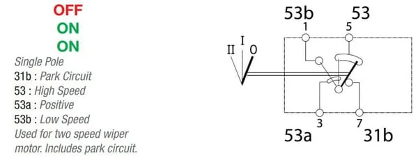 Kramp - SW10032KR - Rocker Switch, II+I-0, Off-On-On, 6-Pin, Locating Lighting, With Bulb