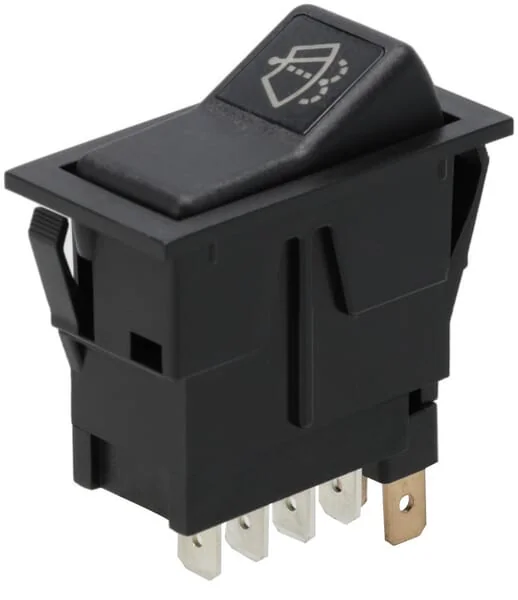 Kramp - SW10058KR - Rocker Switch, i-0-(ii), On-On-Mom, 12V, 8-Pin, Windscreen Wiper Washer