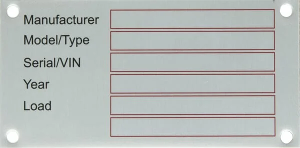 Kramp - TAG001KR - Tag ID Plate, Blank, Aluminum, Serial/VIN Number 100x50mm