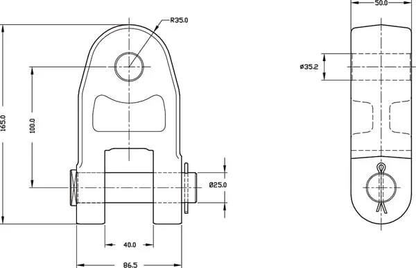 Kramp - TL25352100KR - Kramp Clevis End 25mm 35.2mm