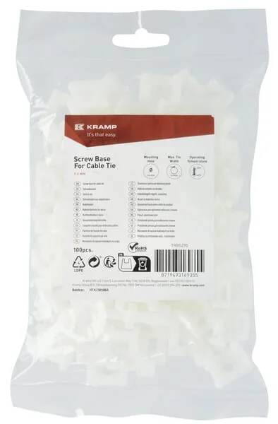 Kramp - TRBSZ90 - Cable Tie Mount Screw, 9.0mm, 100pcs