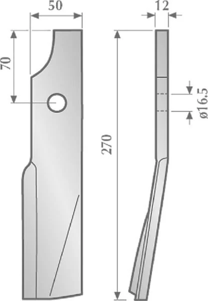 KUHN - 51933800 - Rotovator Blade RH 50mm 12mm Thick Suitable For KUHN