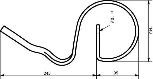 Kverneland Rau - RG00012158 - Spring Tine 25x8x340mm Without Point Suitable For Rau Kverneland