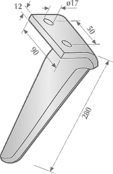 Kverneland Rau - RG00044502 - Right Rotary Tine, 280mm