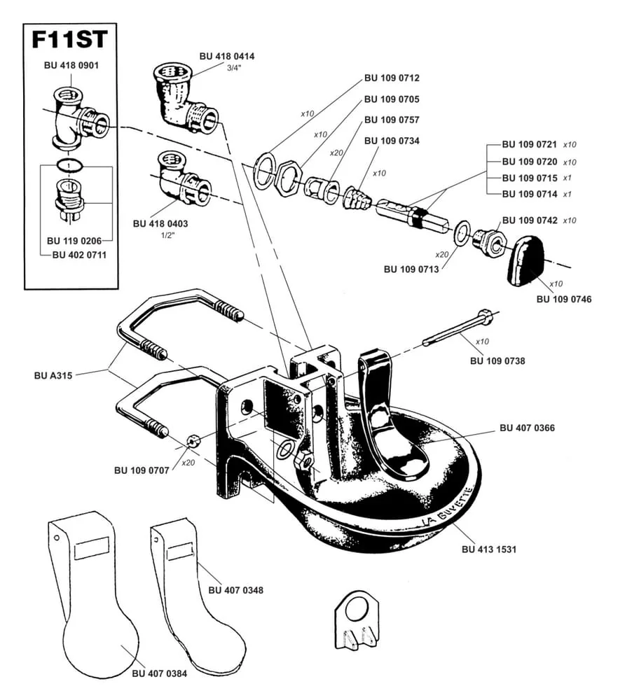 LA BUVETTE - BU1290120 - Locking Bolt, Brass, Forstal