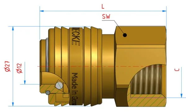 Luedecke - ES12IAB - Luedecke Quick Coupling 1/2" Female Thread