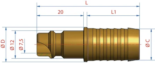 Lüdecke - ES13S - Male Connector with 13mm Hosetail