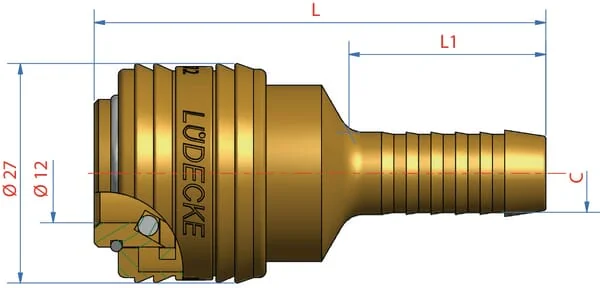 Lüdecke - ES13T - Quick Release Coupling with 13mm Hosetail