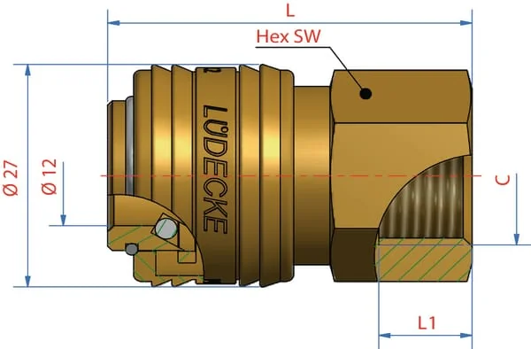 Luedecke - ES1615I - Luedecke Quick Coupling Female Thread M16 x 1.5 mm