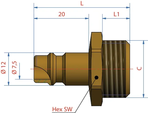 Lüdecke - ES18NA - Male Connector with 1/8" BSP Male Thread
