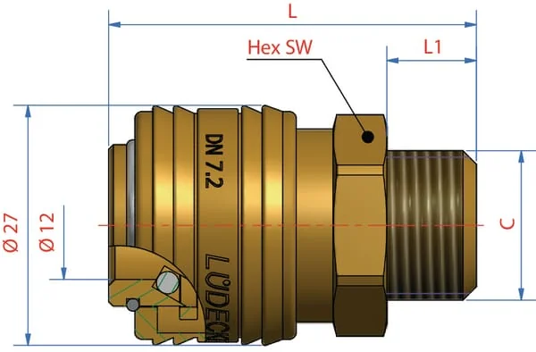 Lüdecke - ES38A - Quick Release Coupling 3/8" BSP Male Thread