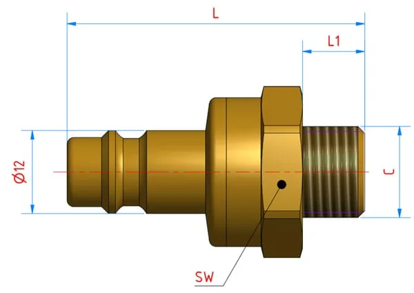 Luedecke - ES38NAAB - Luedecke Push-In Fitting Male Thread BSP 3/8"