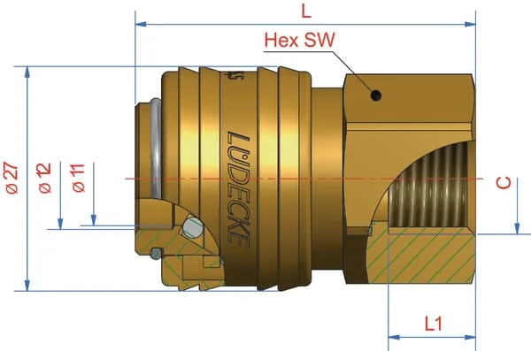 Luedecke - ESA12IR - Luedecke Quick Coupling Female Thread BSP 1/2"