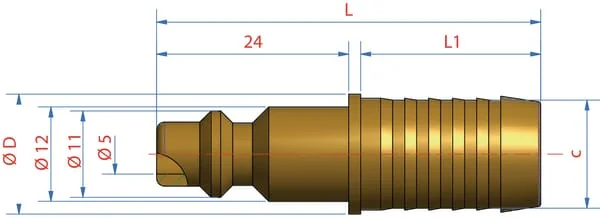 Lüdecke - ESA6S - Male Connector with 6mm Hosetail