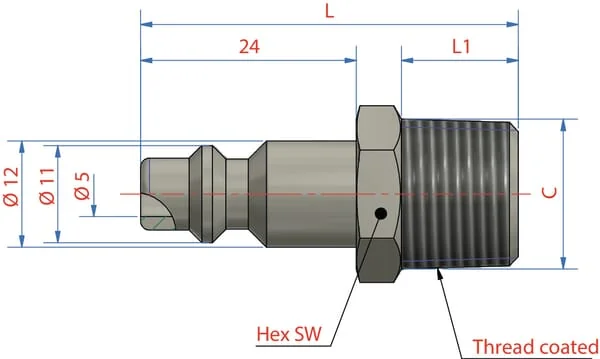 Lüdecke - ESAI12NAS - Male Connector with 1/2" BSP Male Thread