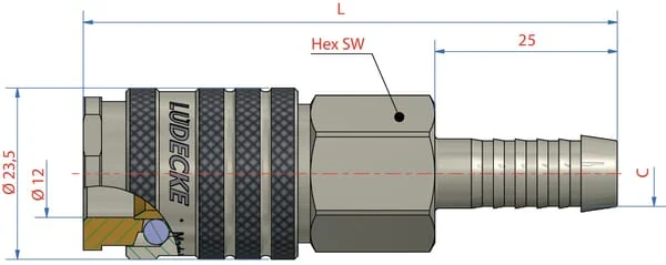 Luedecke - ESI10T - Luedecke Quick Coupling With Pillar 10 mm