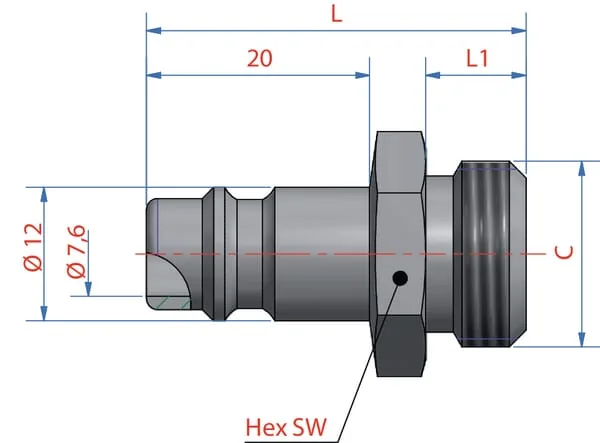 Lüdecke - ESI12NAS - Male Connector with 1/2" BSP Male Thread