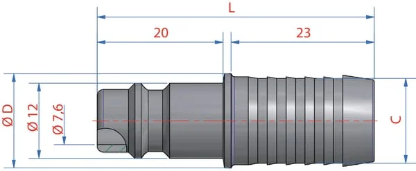 Lüdecke - ESI13SS - Male Connector with 13mm Hosetail
