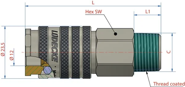 Lüdecke - ESI38A - Quick Release Coupling with 3/8" BSP Male Thread