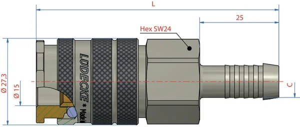Lüdecke - ESIG19T - Quick Release Coupling with 19mm Hosetail