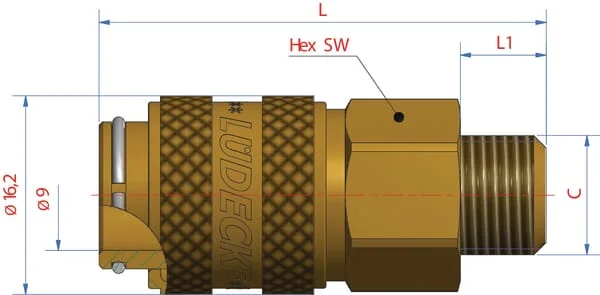 Lüdecke - ESM14A - Quick Release Coupling 1/4" BSP Male Thread