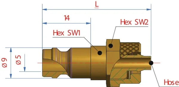 Lüdecke - ESM6SQ - Male Connector With 6x8mm Hosetail