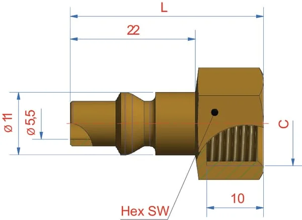 Lüdecke - ESO14NI - Hydraulic Plug Internal Thread BSP 1/4"