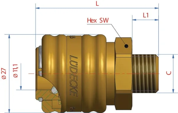 Luedecke - ESO38A - Luedecke Quick Coupling Male Thread BSP 3/8