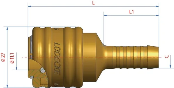 Luedecke - ESO9T - Luedecke Quick Coupling With Spigot 9 mm