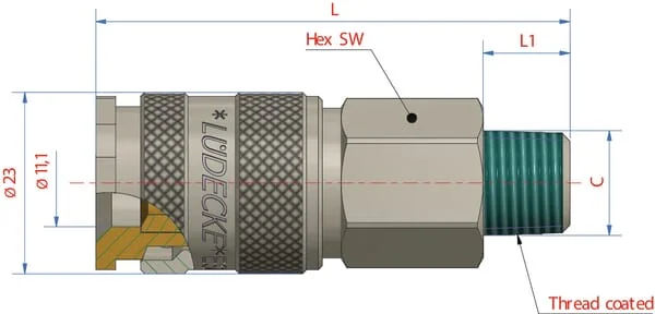Luedecke - ESOI12A - Luedecke Quick Coupling Male Thread BSP 1/2