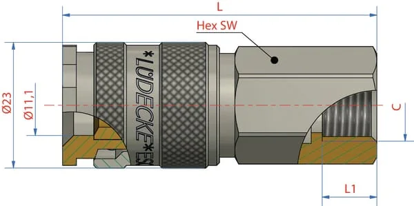 Luedecke - ESOI12I - Luedecke Quick Coupling Female Thread BSP 1/2"