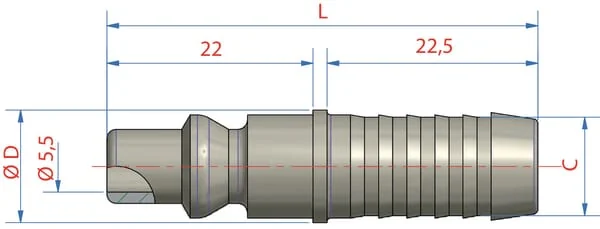 Lüdecke - ESOI13SS - Male Connector With 13mm Hosetail