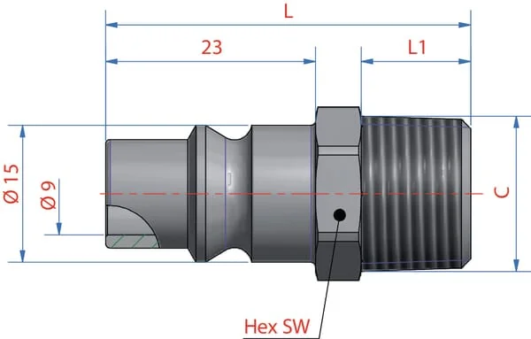 Lüdecke - ESOIG12NAS - Male Connector With 1/2 BSP Male Thread