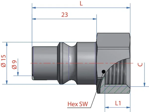 Luedecke - ESOIG38NIS - Luedecke Insert Nipple Female Thread BSP 3/8"