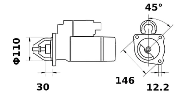 Mahle - IS1434 - Starter 12V, 4.2kW, 9 Teeth, CW, With Reduction Gear