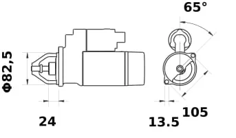 Mahle - MS391 - Starter 12V, 2.4kW, 9-Teeth, Mahle