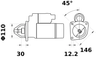 Mahle - MS79 - Starter 12V, 4.2KW, 9-Teeth, CW, Mahle