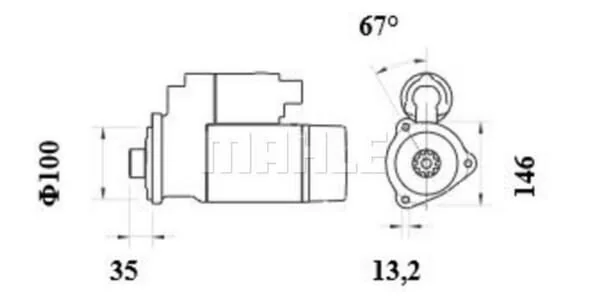 Mahle - MS999 - Starter 12V, 3.3KW, 10-Teeth, CW, Mahle