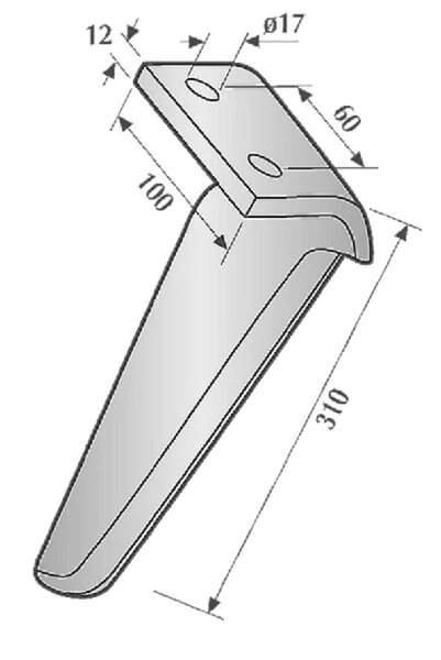 Maschio - M36100223R - Blade For Rotary Harrow Right 12 mm Maschio