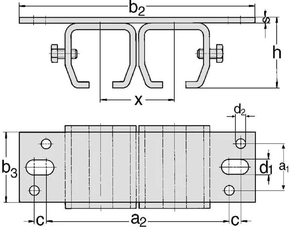 MEA - TB333055 - MEA Ceiling Mount for Double Rail Gr.2