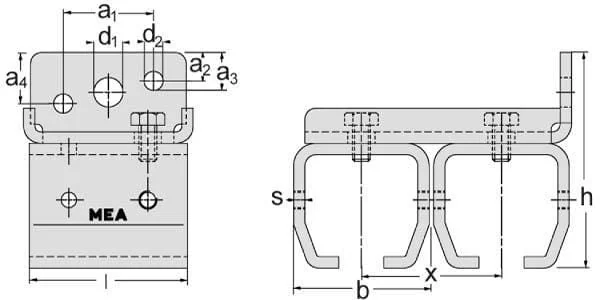 MEA - TB335640 - MEA Wall Bracket for Rail Double Gr.1