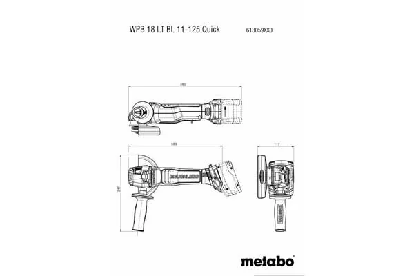 Metabo - 613059660MET - Angle Grinder WPB18LTBL 11-125 Quick 2x5.5Ah