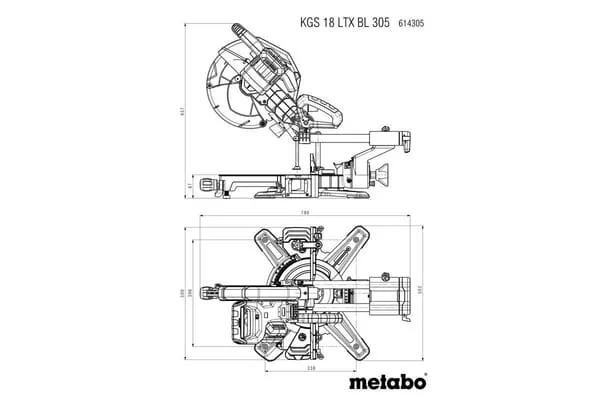 Metabo - 614305850MET - Cordless Crosscut Saw KGS18LTXBL305 Body