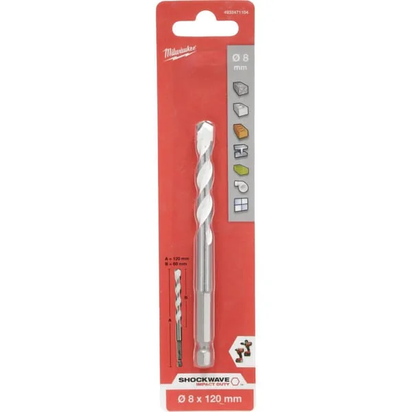 Milwaukee - 4932471104 - Drill Bit 8x120mm TCT All-Purpose